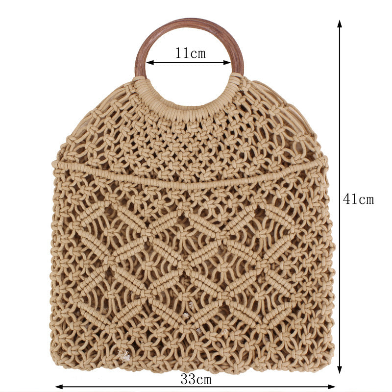 Borsa chic macramè con corda di cotone e anello in legno rattan aspie shop neurodivergenti neurodivergenza ADHD autism dyspraxia dyslexia spectrum neurodiversity neurodiverse conditions Tourette down dyscalculia Irlen autisme dyspraxie spectre dyslexie neurodiversité affections dyscalculie neurodivergents syndrome Asperger moda donna uomo bambino abbigliamento accessori mode femmes hommes enfants vêtements accessoires fashion women men children clothing accessories