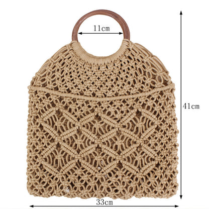 Borsa chic macramè con corda di cotone e anello in legno rattan aspie shop neurodivergenti neurodivergenza ADHD autism dyspraxia dyslexia spectrum neurodiversity neurodiverse conditions Tourette down dyscalculia Irlen autisme dyspraxie spectre dyslexie neurodiversité affections dyscalculie neurodivergents syndrome Asperger moda donna uomo bambino abbigliamento accessori mode femmes hommes enfants vêtements accessoires fashion women men children clothing accessories