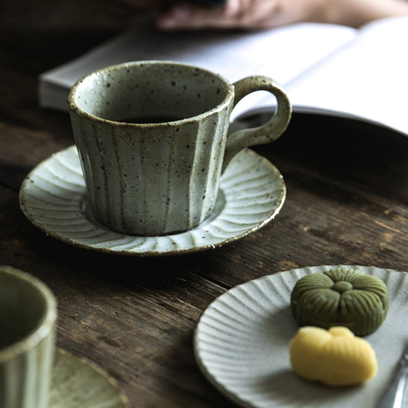 Set di tazza e piattino per la colazione in ceramica grezza in stile retrò adhd asperger aspie shop spettro autistico neurodivergenza