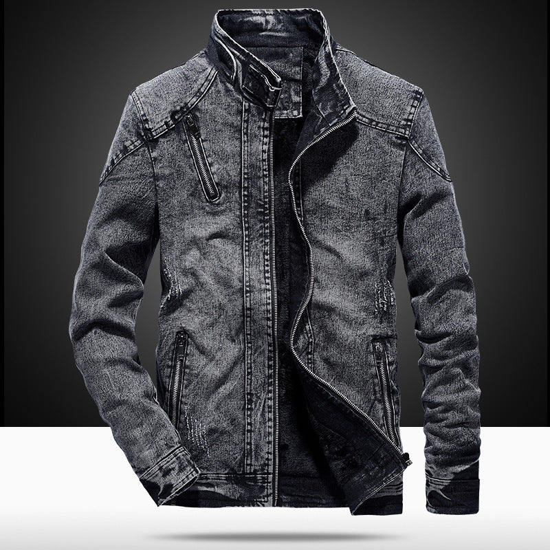 Veste en jean coupe slim style vintage pour homme