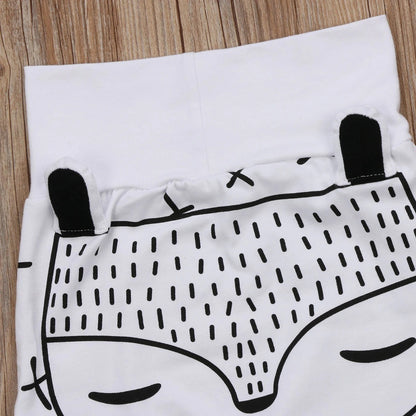 Black and white fox cotton pants for baby