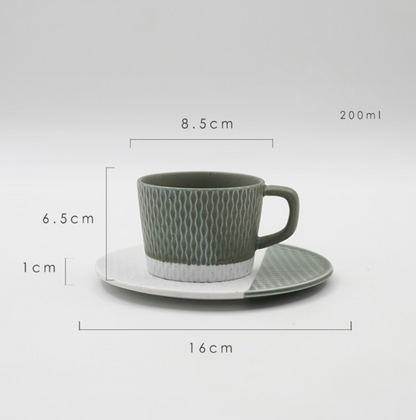 Set tazza e piattino da tè in ceramica a strisce colorate adhd aspie shop asperger autismo spettro dsa dislessia