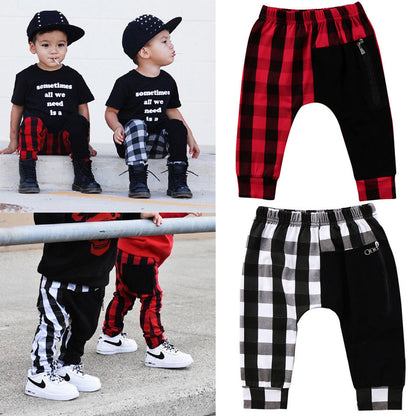 Pantalone harem pant tessuto plaid casual per baby e bambini adhd aspie shop asperger autismo