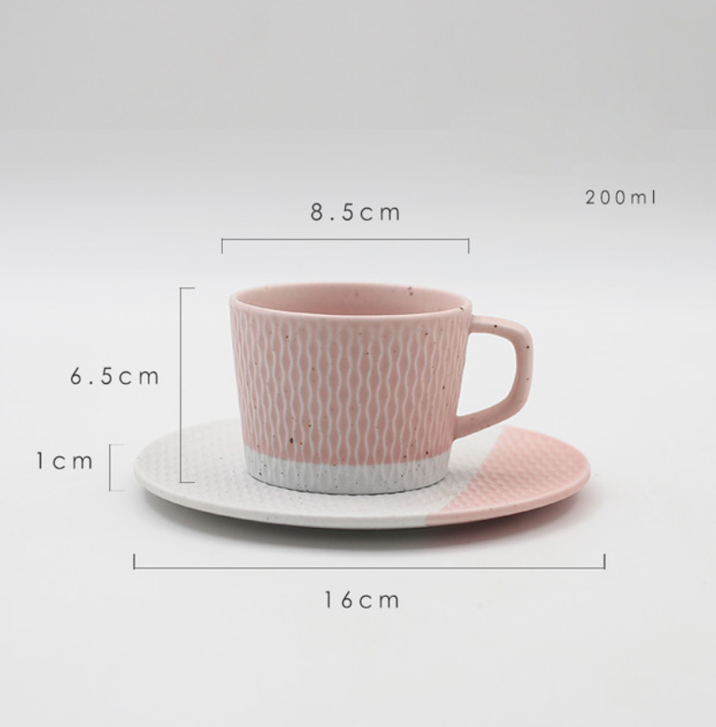 Set tazza e piattino da tè in ceramica a strisce colorate adhd aspie shop asperger autismo spettro dsa dislessia