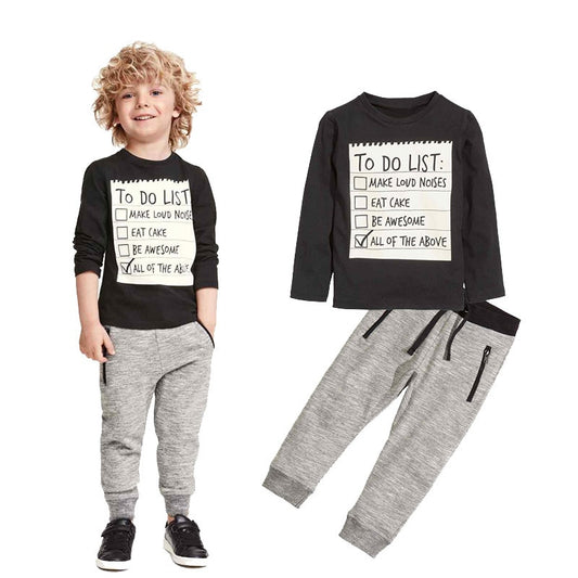 Set completo maglietta e pantalone tuta per bambini TO DO LIST due pezzi adhd aspie shop asperger autismo