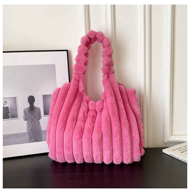 Borsa plush bag in peluche a righe a spalla e a mano capacità grande aspie shop per neurodivergenti asperger adhd dislessici tourettici autistici