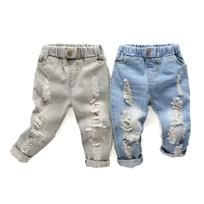 Jeans tuta strappati ripped per baby e bambini in stile koreano adhd aspie shop asperger autismo spettro