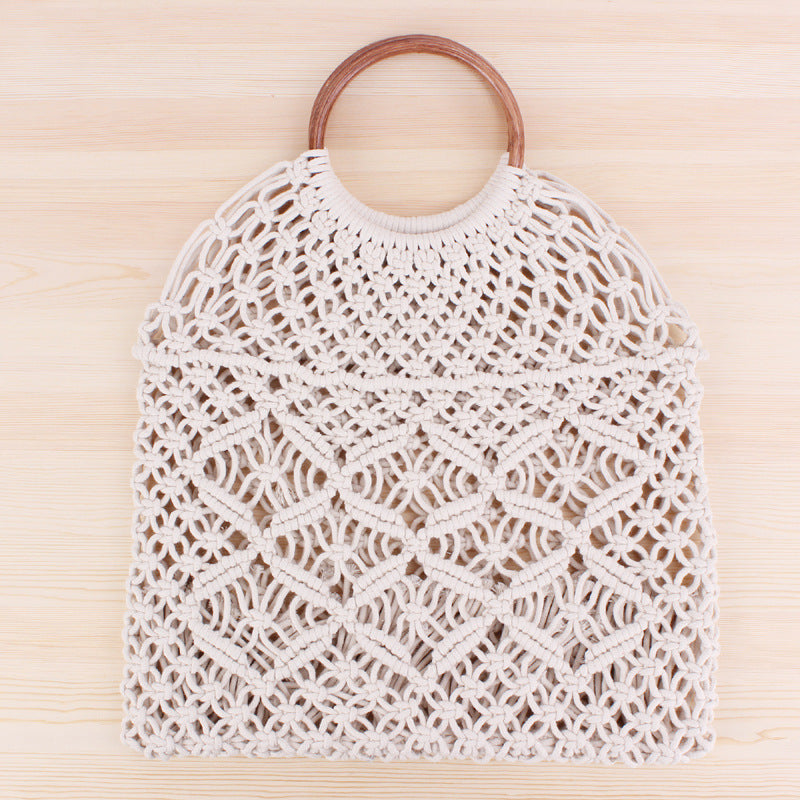 Borsa chic macramè con corda di cotone e anello in legno rattan aspie shop neurodivergenti neurodivergenza ADHD autism dyspraxia dyslexia spectrum neurodiversity neurodiverse conditions Tourette down dyscalculia Irlen autisme dyspraxie spectre dyslexie neurodiversité affections dyscalculie neurodivergents syndrome Asperger moda donna uomo bambino abbigliamento accessori mode femmes hommes enfants vêtements accessoires fashion women men children clothing accessories