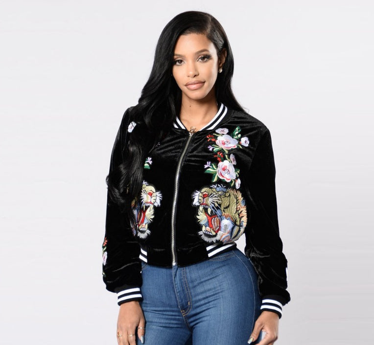 Flower bomber jacket womens sale