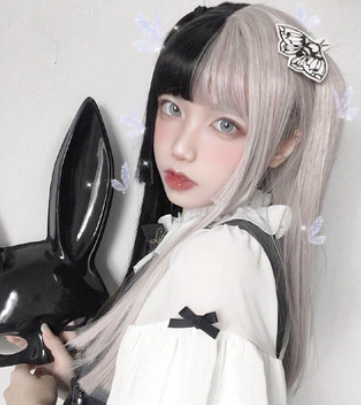 Parrucca cosplay anime capelli lunghi lisci femminili bicolore in stile koreano adhd aspie shop per neurodivergenti autistici dislessici