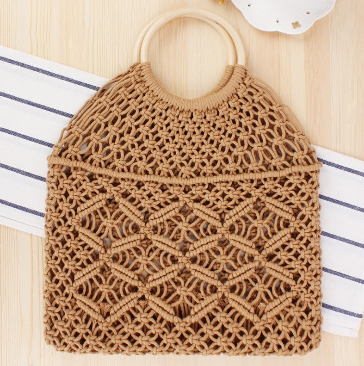 Borsa chic macramè con corda di cotone e anello in legno rattan aspie shop neurodivergenti neurodivergenza ADHD autism dyspraxia dyslexia spectrum neurodiversity neurodiverse conditions Tourette down dyscalculia Irlen autisme dyspraxie spectre dyslexie neurodiversité affections dyscalculie neurodivergents syndrome Asperger moda donna uomo bambino abbigliamento accessori mode femmes hommes enfants vêtements accessoires fashion women men children clothing accessories