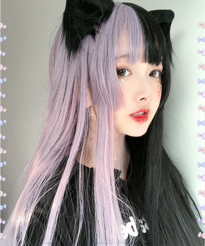 Parrucca Gothic Lolita bicolor nero e viola adhd aspie shop neurodivergenti neurodivergenza ADHD autism dyspraxia dyslexia spectrum neurodiversity neurodiverse conditions Tourette down dyscalculia Irlen