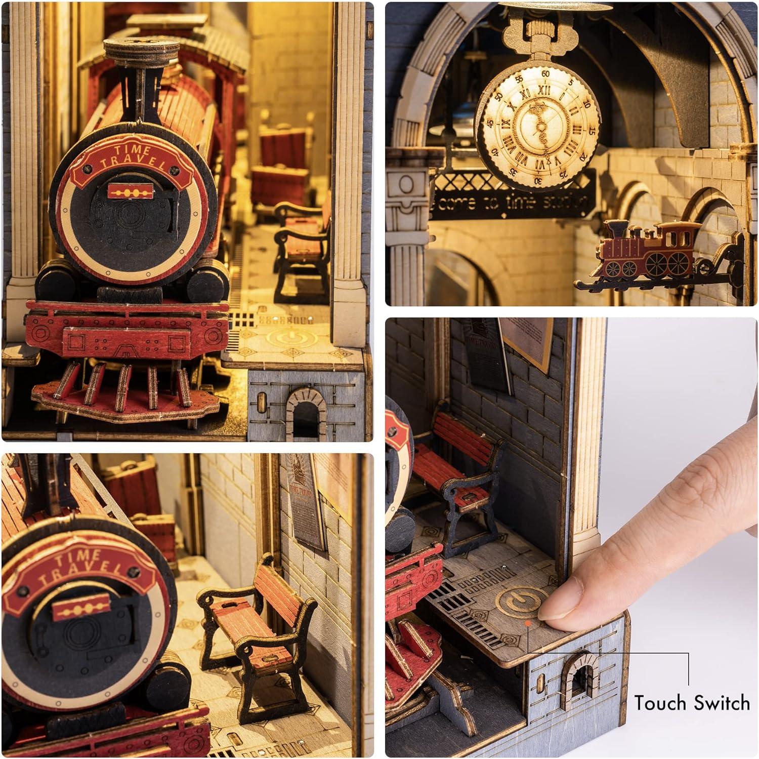 Puzzle 3D quattro storie a forma di libro in miniatura in legno fai da te - Aspie Shop