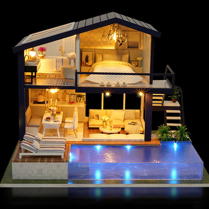 Casa in miniatura fai da te 3D casa delle bambole villa con piscina adhd aspie shop asperger autismo hobby