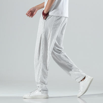 Pantaloni casual a righe ampi e comodi per l'estete in cotone da uomo aspie shop neurodivergenti neurodivergenza ADHD autism dyspraxia dyslexia spectrum neurodiversity neurodiverse conditions Tourette down dyscalculia Irlen autisme dyspraxie spectre dyslexie neurodiversité affections dyscalculie neurodivergents syndrome Asperger moda donna uomo bambino abbigliamento accessori mode femmes hommes enfants vêtements accessoires fashion women men children clothing accessories