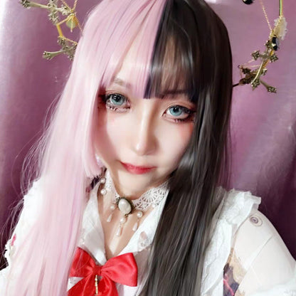 Parrucca cosplay anime capelli lunghi lisci femminili bicolore in stile koreano adhd aspie shop per neurodivergenti autistici dislessici