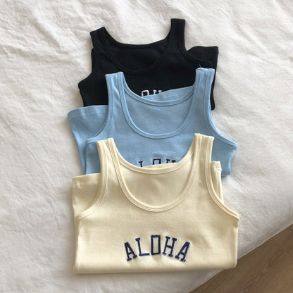 Crop top da donna estivo con ricamo ALOHA design a filo aspie shop neurodivergenti neurodivergenza ADHD autism dyspraxia dyslexia spectrum neurodiversity neurodiverse conditions Tourette down dyscalculia Irlen autisme dyspraxie spectre dyslexie neurodiversité affections dyscalculie neurodivergents syndrome Asperger