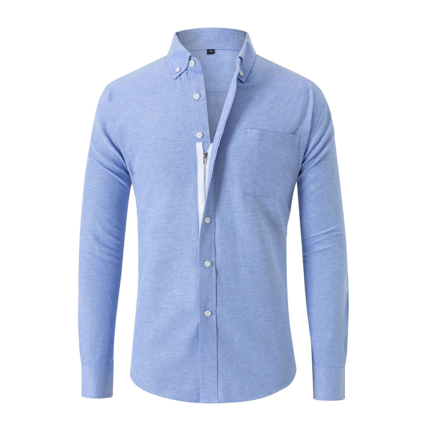 Camicia non iron in tessuto Oxford a maniche lunghe con cerniera nascosta da uomo adhd aspie shop per neurodivergenti asperger autismo