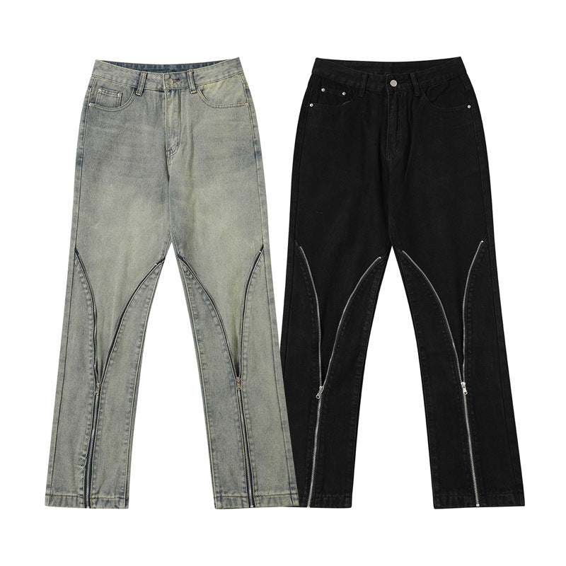 Jeans con cerniera su stinco in stile hip-hop american high street adhd aspie shop asperger dislessia tourette