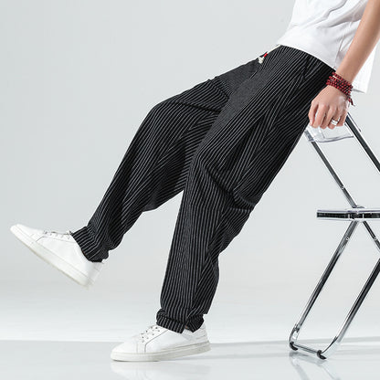 Pantaloni casual a righe ampi e comodi per l'estete in cotone da uomo aspie shop neurodivergenti neurodivergenza ADHD autism dyspraxia dyslexia spectrum neurodiversity neurodiverse conditions Tourette down dyscalculia Irlen autisme dyspraxie spectre dyslexie neurodiversité affections dyscalculie neurodivergents syndrome Asperger moda donna uomo bambino abbigliamento accessori mode femmes hommes enfants vêtements accessoires fashion women men children clothing accessories