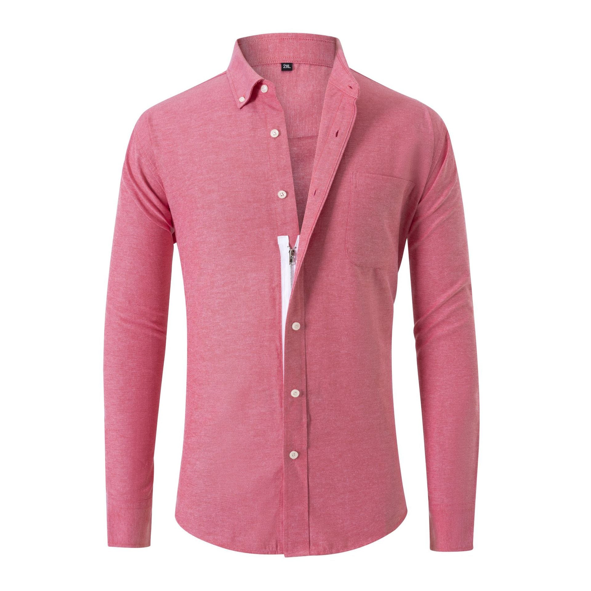 Camicia non iron in tessuto Oxford a maniche lunghe con cerniera nascosta da uomo adhd aspie shop per neurodivergenti asperger autismo