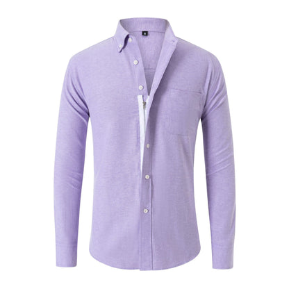 Camicia non iron in tessuto Oxford a maniche lunghe con cerniera nascosta da uomo adhd aspie shop per neurodivergenti asperger autismo