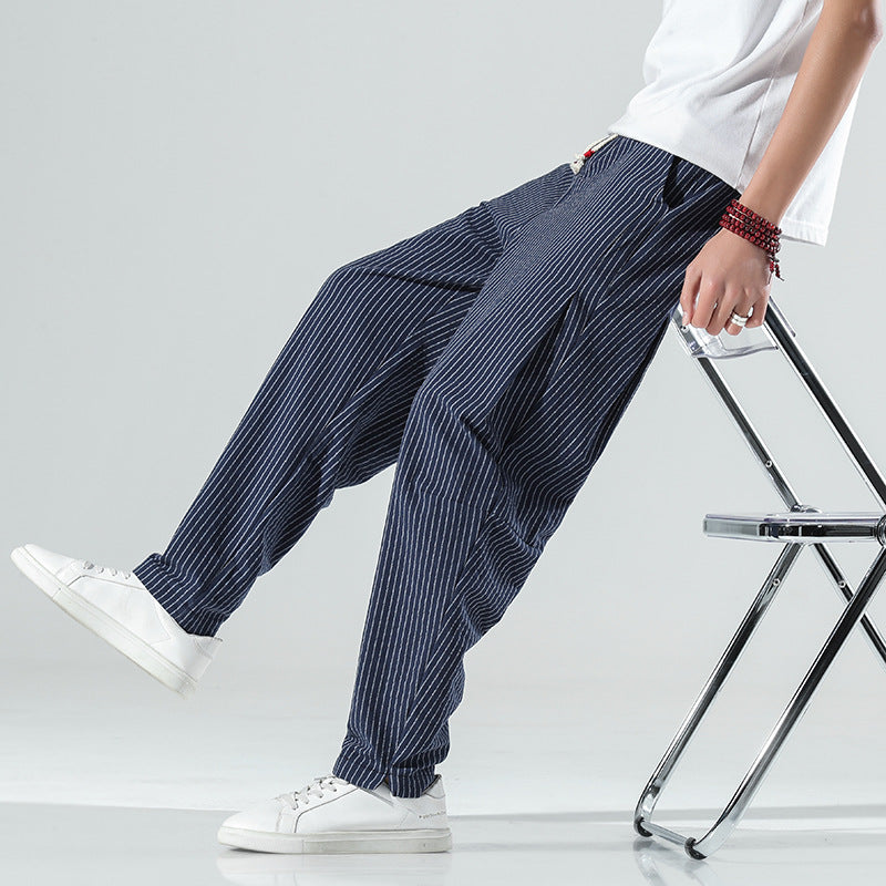 Pantaloni casual a righe ampi e comodi per l'estete in cotone da uomo aspie shop neurodivergenti neurodivergenza ADHD autism dyspraxia dyslexia spectrum neurodiversity neurodiverse conditions Tourette down dyscalculia Irlen autisme dyspraxie spectre dyslexie neurodiversité affections dyscalculie neurodivergents syndrome Asperger moda donna uomo bambino abbigliamento accessori mode femmes hommes enfants vêtements accessoires fashion women men children clothing accessories