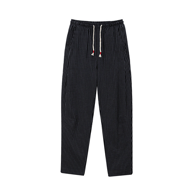 Pantaloni casual a righe ampi e comodi per l'estete in cotone da uomo aspie shop neurodivergenti neurodivergenza ADHD autism dyspraxia dyslexia spectrum neurodiversity neurodiverse conditions Tourette down dyscalculia Irlen autisme dyspraxie spectre dyslexie neurodiversité affections dyscalculie neurodivergents syndrome Asperger moda donna uomo bambino abbigliamento accessori mode femmes hommes enfants vêtements accessoires fashion women men children clothing accessories