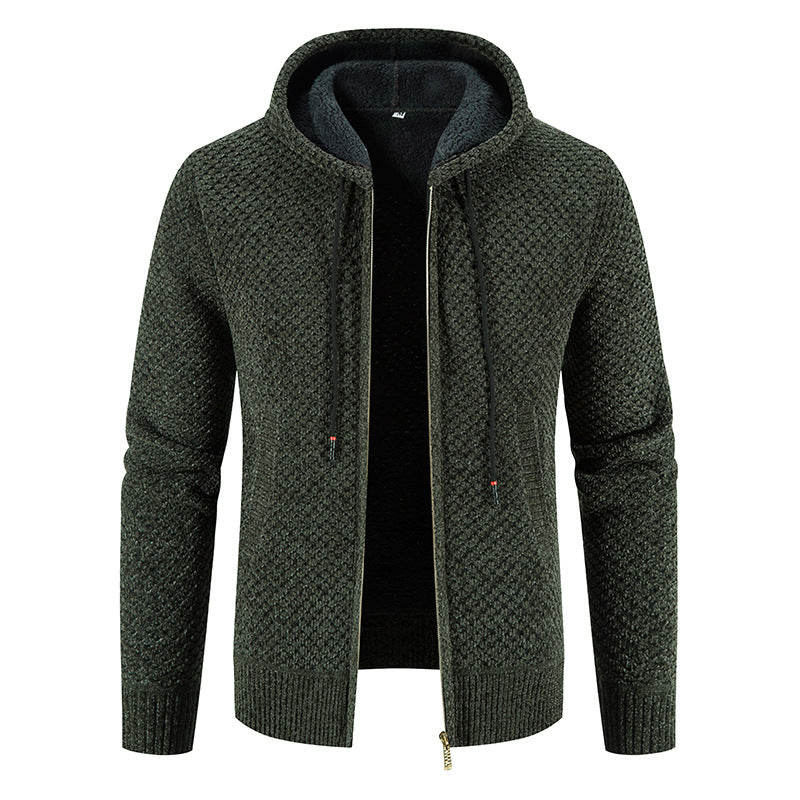 Cardigan da uomo con cappuccio foderato in pile termico - Aspie Shop