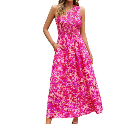 Abito da donna elegante con stampa floreale mono spalla - Aspie Shop