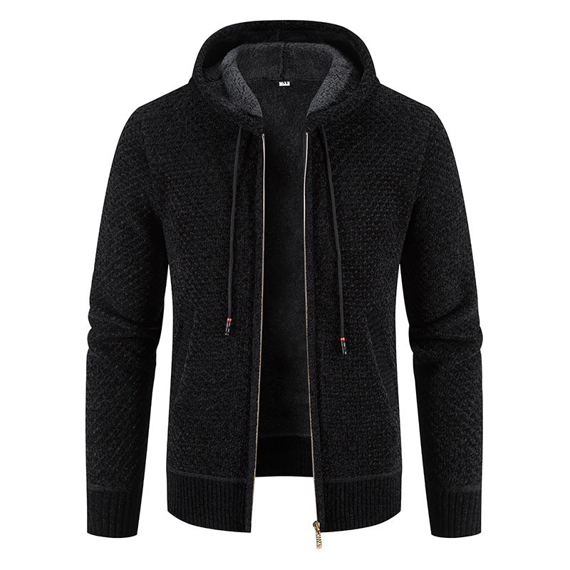 Cardigan da uomo con cappuccio foderato in pile termico - Aspie Shop