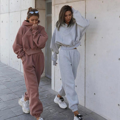 Women's New Style Casual Hooded Sports Tracksuit Set