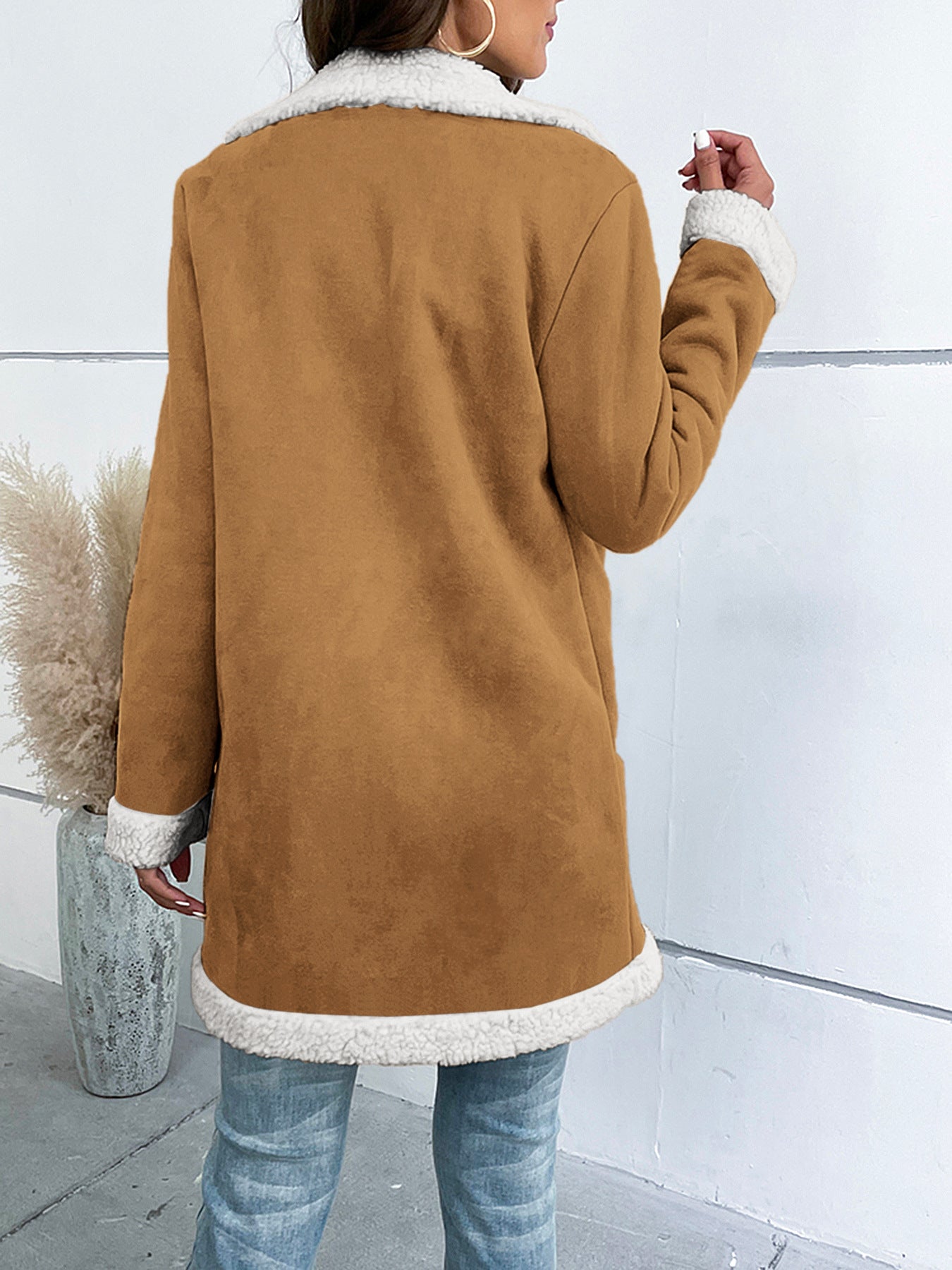 Cappotto elegante in pelle scamosciata con risvolto a maniche lunghe da donna adhd aspie shop asperger autismo spettro