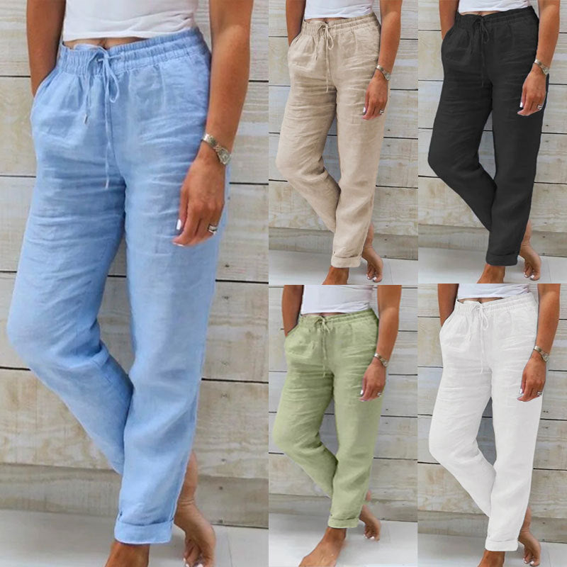 Pantaloni casual in cotone e lino tinta unita a vita alta da donna aspie shop neurodivergenti neurodivergenza ADHD autism dyspraxia dyslexia spectrum neurodiversity neurodiverse conditions Tourette down dyscalculia Irlen autisme dyspraxie spectre dyslexie neurodiversité affections dyscalculie neurodivergents syndrome Asperger moda donna uomo bambino abbigliamento accessori mode femmes hommes enfants vêtements accessoires fashion women men children clothing accessories