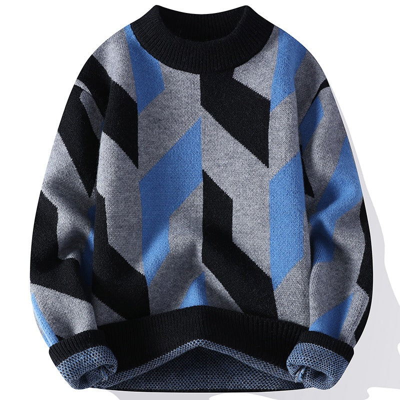 Maglione girocollo pattern colori a contrasto Hong Kong style per uomo adhd aspie shop asperger autismo spettro neurodivergenti