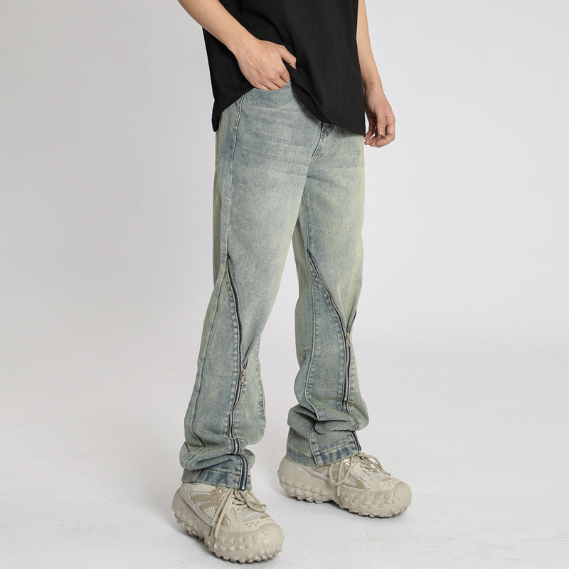 Jeans con cerniera su stinco in stile hip-hop american high street adhd aspie shop asperger dislessia tourette