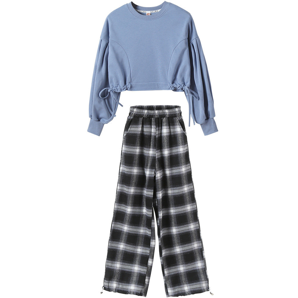 Set pantalone scozzese e maglia per bambina e ragazza in stile koreano adhd aspie shop asperger