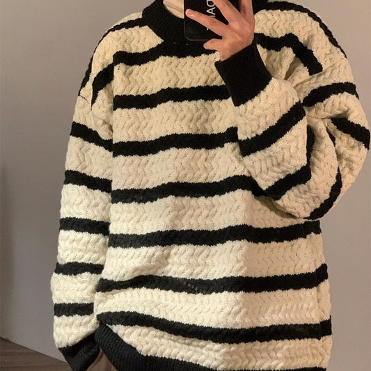 Maglione girocollo stripe design a strisce in stile harajuku adhd aspie shop asperger autismo