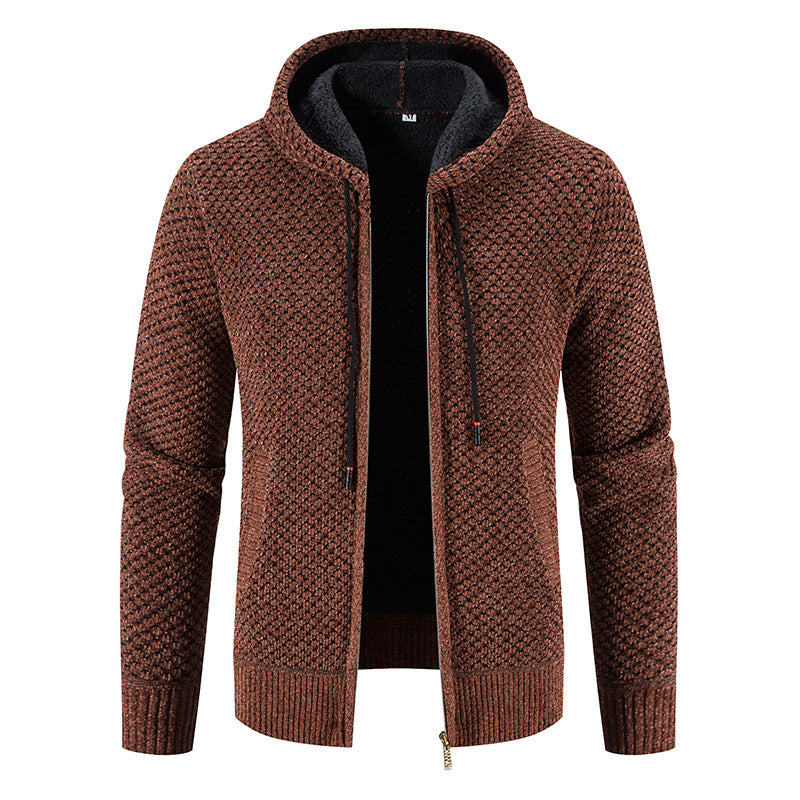 Cardigan da uomo con cappuccio foderato in pile termico - Aspie Shop