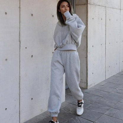 Women's New Style Casual Hooded Sports Tracksuit Set