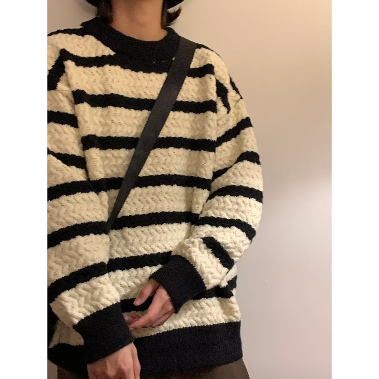 Maglione girocollo stripe design a strisce in stile harajuku adhd aspie shop asperger autismo