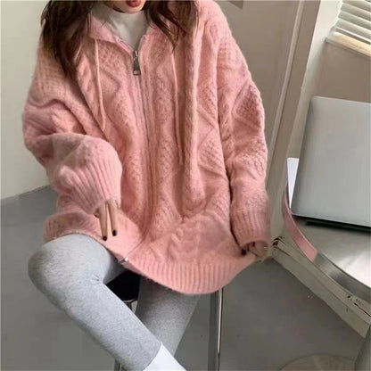 Maglione con cerniera e cappuccio di media lunghezza per ragazze adhd aspie shop asperger autistici dislessici