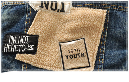 Giacca jeans con colletto simil montone per bambini in stile coreano Adhd aspie shop asperger autismo dsa