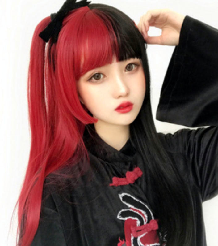 Parrucca cosplay anime capelli lunghi lisci femminili bicolore in stile koreano adhd aspie shop per neurodivergenti autistici dislessici